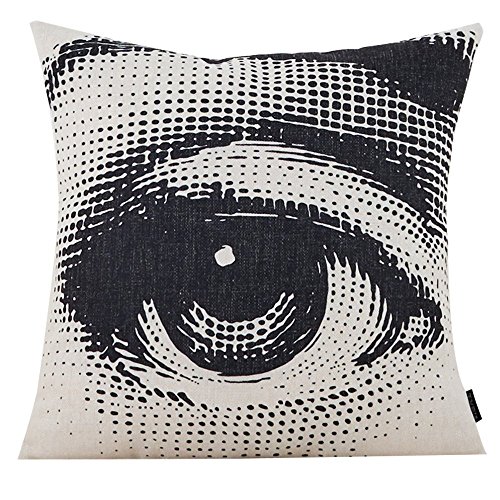 Product Cover MR FANTASY Cotton Linen Throw Pillow Case Decorative Cushion Cover Square Pop Art Personalized Eye 18X18in