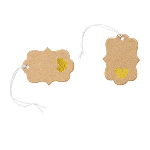Product Cover Get Organized 30014763 Jewelry Price Tags with Elastic Strings, Gold Heart, 100 Pieces