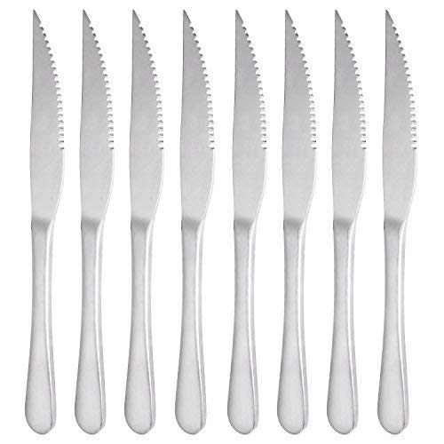 Product Cover Steak Knives, MCIRCO 18/10 Heavy-Duty Stainless Steel Dinner Knife Set of 8 for Chefs Commercial Kitchen - Great For BBQ Weddings - Dinners - Parties All Homes & Kitchens