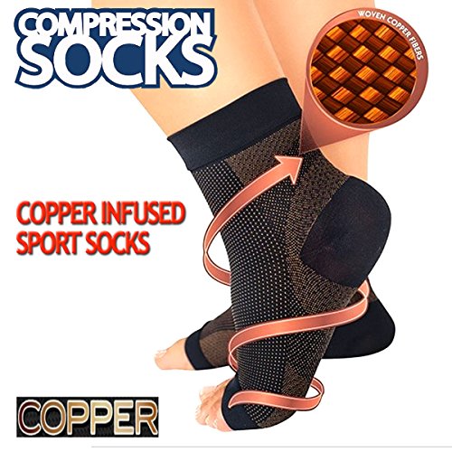 Product Cover VERISA Copper Compression Socks for Men and Women - Recovery Foot Sleeves - Plantar Fasciitis Ankle Support Socks - Stabilizer for Relief of Heel Spurs, Arch Pain, Foot Swelling, Sore Muscles & Joints