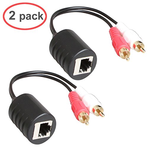 Product Cover Relper-Lineso 2 Pack Gold Plated Stereo RCA to Stereo RCA Audio Signal Over Cat5/6 Cable (2 RCA Gold Plated)