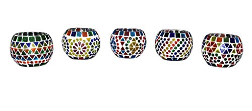 Product Cover Lalhaveli Mosaic Glass Candle Holder Set 5 (Candles Included)