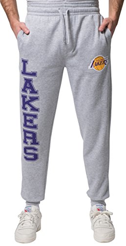 Product Cover Ultra Game Men's NBA Jogger Pants Active Basic Soft Terry Sweatpants VSF5166M, Los Angeles Lakers, Heather Gray, Large