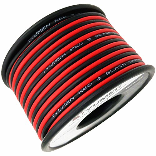 Product Cover TYUMEN 40FT 18 Gauge 2pin 2 Color Red Black Cable Hookup Electrical Wire LED Strips Extension Wire 12V/24V DC Cable, 18AWG Flexible Wire Extension Cord for LED Ribbon Lamp Tape Lighting