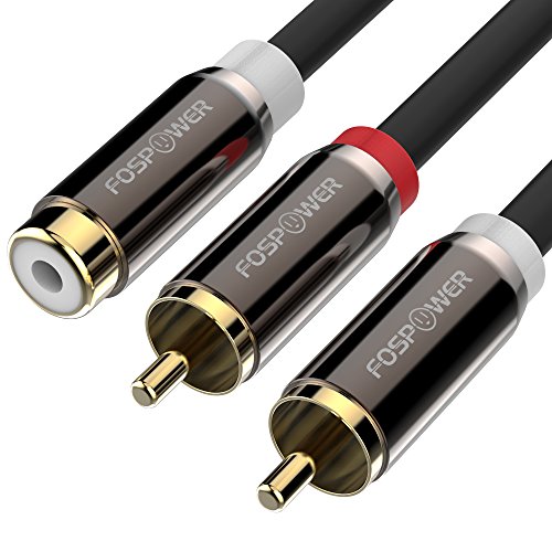 Product Cover FosPower Y Adapter (8 inch) 2 RCA (Male) to 1 RCA (Female) Stereo Audio Y Adapter Subwoofer Cable (24k Gold Plated) 2 Male to 1 Female Y Splitter Connectors Extension Cord