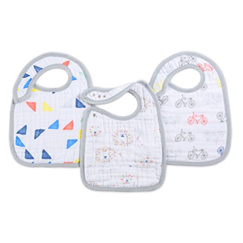 Product Cover aden + anais Classic Snap Bib; 100% Cotton Muslin; Soft Absorbent 3 Layers; 3-pack; Adjustable; 9