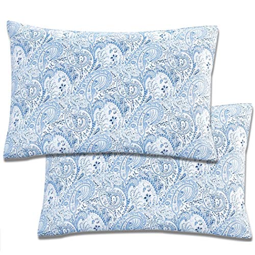 Product Cover Mellanni Luxury Pillowcase Set - Brushed Microfiber 1800 Bedding - Wrinkle, Fade, Stain Resistant - Hypoallergenic (Set of 2 King Size, Paisley Blue)