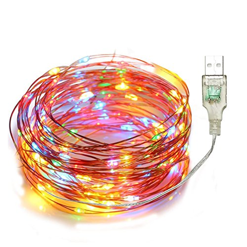 Product Cover LTETTES 10M 100LED Multicolor - RED,Green,Blue,Yellow USB Powered Copper Wire LED Decorative Fairy String Lights, Decoration DIY Wedding Party Festival