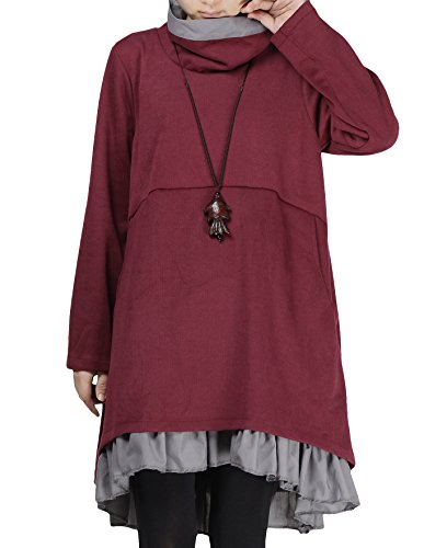 Product Cover Mordenmiss Women's Flared Layers Dress Hi-Low Ruffle Hem Tunic Top