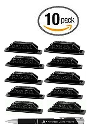 Product Cover 10 Pack Pen Pal Pen Holders, Black Only, Self Adhesive and Removeable