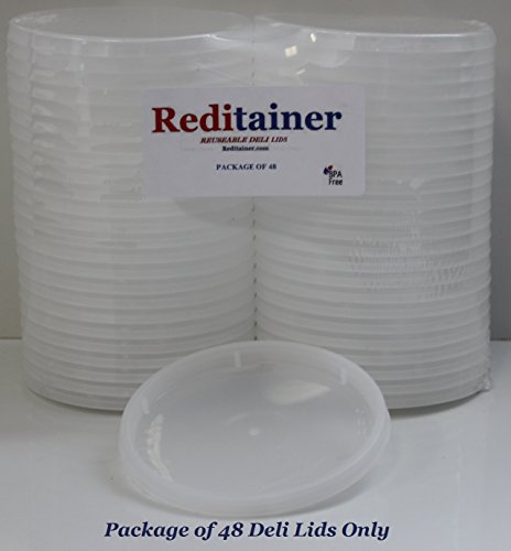Product Cover Reditainer Deli Container Lids - Airtight Durable Plastic Lids - Replacement Reusable Deli Lids for Reditainer Deli Containers LIDS ONLY - Package Count (48)