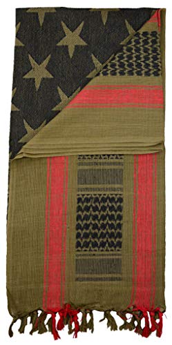Product Cover Mato & Hash Stars And Stripes Military Shemagh Tactical 100% Cotton Scarf Head Wrap - Olive Drab CA2100STARS