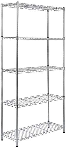 Product Cover AmazonBasics 5-Shelf Shelving Storage Unit, Metal Organizer Wire Rack, Chrome Silver