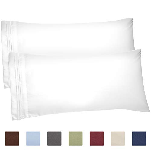 Product Cover King Size Pillow Cases Set of 2 - Soft, Premium Quality Hypoallergenic Pillowcase Covers - Machine Washable Protectors - 20x40, 20x36 & 20x48 Pillows for Sleeping 2 PC - King Size Pillow Cover Bedding