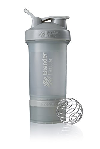 Product Cover BlenderBottle ProStak System with 22-Ounce Bottle and Twist n' Lock Storage, Pebble Grey