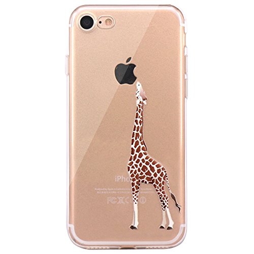 Product Cover JAHOLAN iPhone 7 Case, iPhone 8 Case Amusing Whimsical Design Clear Bumper TPU Soft Case Rubber Silicone Cover for iPhone 7 iPhone 8 - Eating Giraffe