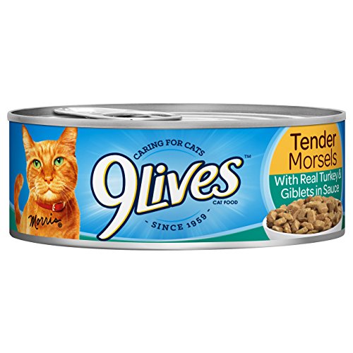 Product Cover 9Lives Tender Morsels With Real Turkey & Giblets In Sauce Wet Cat Food, 5.5Oz Cans (Pack Of 24)