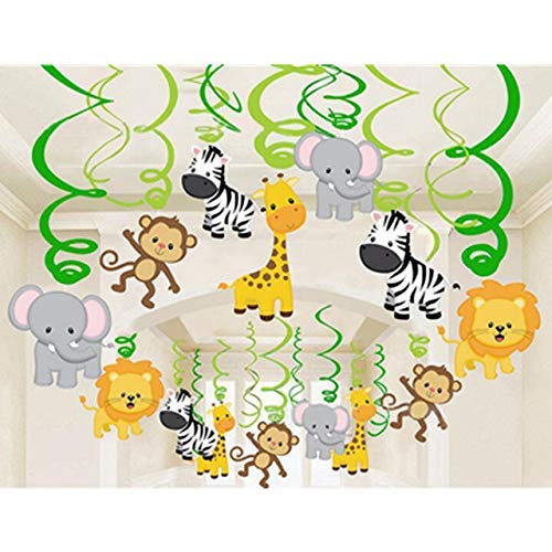 Product Cover Party Propz Jungle Animals Hanging Swirl Decorations for Forest Theme Birthday Baby Shower Festival Party (12 pcs)