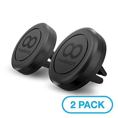 Product Cover Maxboost Car Mount, [2 Pack] Universal Air Vent Magnetic Phone Car Mounts Holder for iPhone 11 Pro Xs Max XR X 8 7 Plus 6S SE, Galaxy S10 S10e 5G S9, LG,Note 10 and Mini Tablet (Compatible Most Case)