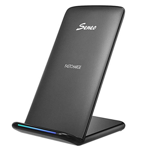 Product Cover Seneo 10W Wireless Charger, Qi-Certified for iPhone 11/11 Pro Max/XR/XS MAX/X/8/Plus, Fast-Charging Stand for Galaxy Note10/S10/S10/S9/S9+/Note9, Standard for Google Pixel 3, LG V30/V40 (No Adapter)