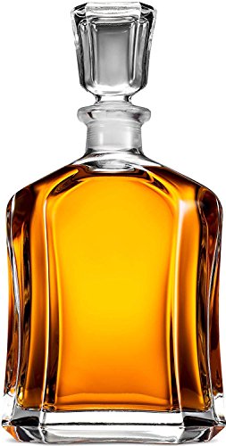 Product Cover Paksh Capitol Glass Decanter with Airtight Geometric Stopper - Whiskey Decanter for Wine, Bourbon, Brandy, Liquor, Juice, Water, Mouthwash. Italian Lead-Free Glass | 23.75 oz