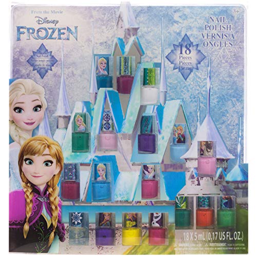 Product Cover Townley Girl Disney Frozen Non-Toxic Peel-Off Nail Polish Set for Girls, Glittery and Opaque Colors, Ages 3+ - 18 Pack