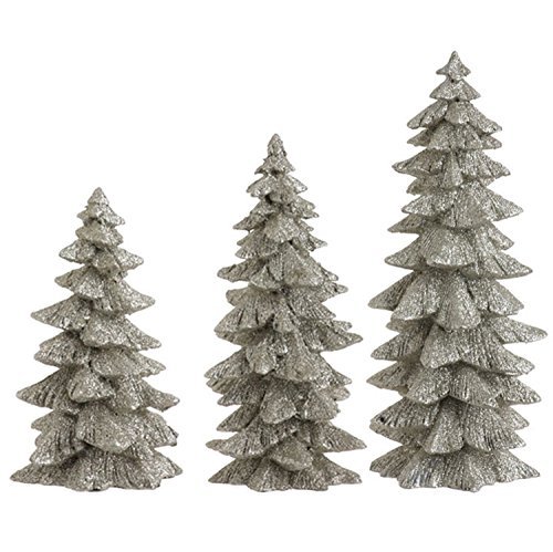 Product Cover Set of 3 Silver Glittered Christmas Trees- 6.25 inches to 9.5 inches tall