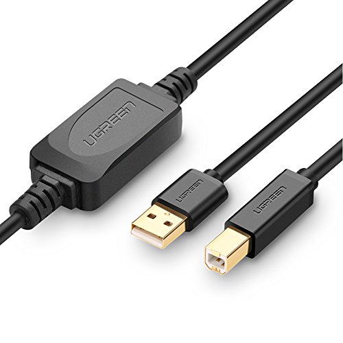 Product Cover UGREEN Printer Cable USB Active Repeater USB 2.0 A to B Male Printer Scanner Cable for PC, Mac, HP, Canon, Lexmark, Epson, Dell, Xerox, Samsung etc (30FT)