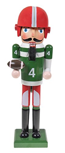 Product Cover Clever Creations Football Player Nutcracker Traditional Christmas Wooden Decor | Wearing Jersey and Holding a Football | Festive Christmas Decor | Perfect for Shelves and Tables | 15