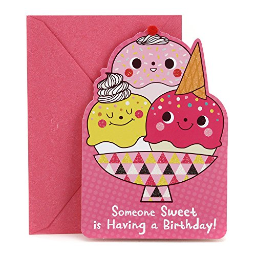 Product Cover Hallmark Birthday Card for Kids (Ice Cream and Stars Stickers)