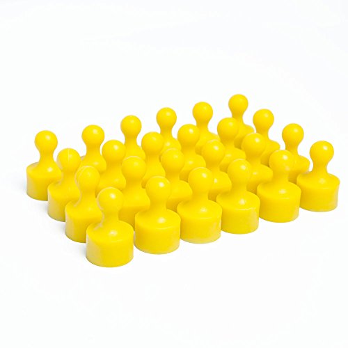 Product Cover 24 Fun Yellow Magnetic Pins, Pawn Style - Perfect for Fun Fridge Magnets, Whiteboards, Cabinets, Photo Magnets for Refrigerator, and More!