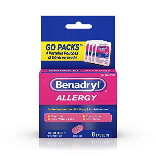 Product Cover Benadryl Ultratabs Go Packs, Antihistamine Tablets with Diphenhydramine HCl, 4 packets of 2-ct, 8 Count
