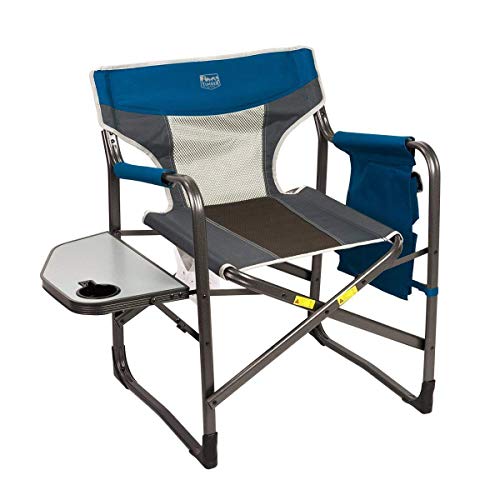 Product Cover Timber Ridge Director's Chair Oversize Portable Folding Support 300lbs Utility Lightweight for Camping Breathable Mesh Back with Side Storage Bag, Side Table, Blue, Large
