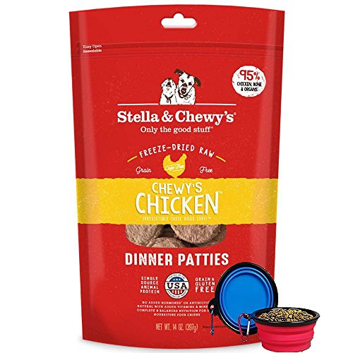 Product Cover Stella & Chewy's Freeze Dried Dog Food,Snacks 14-OZ Bag With Hot Spot Pet Food Bowl - Made in USA (Chicken Flavor)