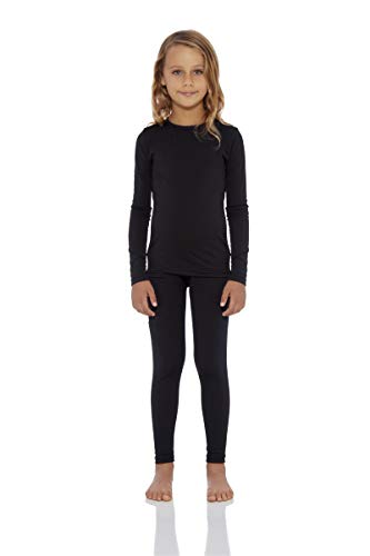 Product Cover Rocky Thermal Underwear for Girls Fleece Lined Thermals Kids Base Layer Long John Set Black
