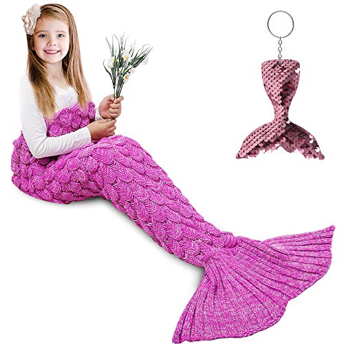 Product Cover AmyHomie Mermaid Tail Blanket, Mermaid Blanket Adult Mermaid Tail Blanket, Crotchet Kids Mermaid Tail Blanket for Girls (ScalePink, Kids)