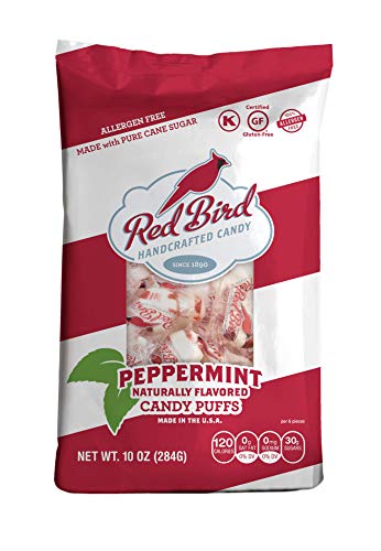 Product Cover RED BIRD REFRESH - MINTS Soft Peppermint Puffs that Melt in Your Mouth, 10 oz Bag. Made with Pure Cane Sugar. Free From the Top 8 Allergens, Kosher