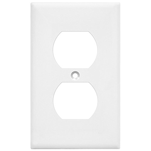 Product Cover Enerlites 8821-W Duplex Receptacle Outlet Wall Plate, Standard Size 1-Gang, Polycarbonate Thermoplastic, White