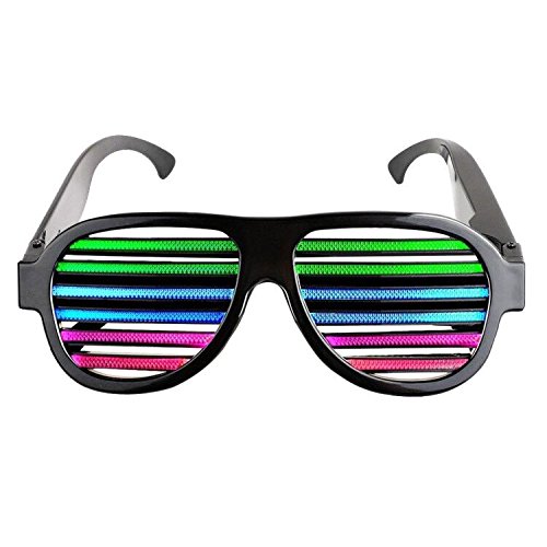 Product Cover Lamaston Music & Sound-Activated LED light Party Glasses, USB Rechargeable LED flashing sunglasses of Party Decoration Shutter Shades Eyewear for Clubbing, Bar, Rave, Birthday, Concert & Disco (Black)
