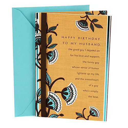 Product Cover Hallmark Birthday Card for Husband (Brown and Blue Floral)