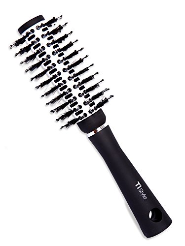 Product Cover Round Barrel Ceramic Hair Brush - Natural Boar Bristles for Volumizing, Blow-Drying, Curling, Shine, Straigthening - Anti Frizz and Static - Ergonomic Travel Friendly - 1 inch - Get Amazing Hair Now