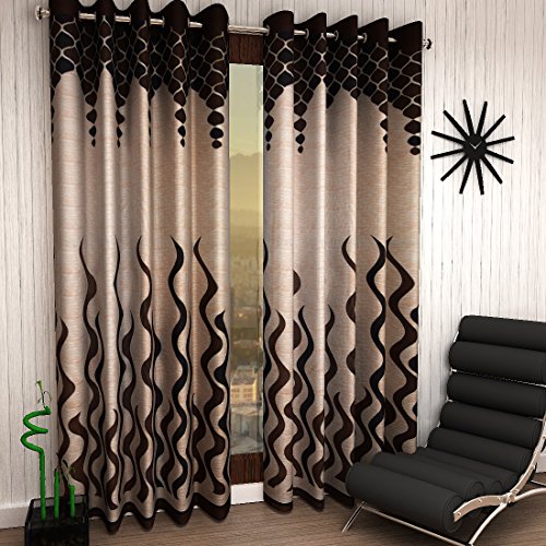 Product Cover Home Sizzler Eyelet Polyester Door Curtains,7ft (Set of 2)(Brown)