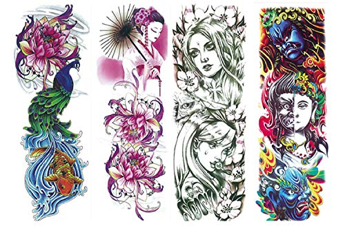 Product Cover DaLin 4 Sheets Extra Large Temporary Tattoos, Full Arm (Set 15)