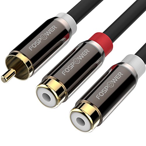 Product Cover FosPower Y Adapter [8 inch] 1 RCA (Male) to 2 RCA (Female) Stereo Audio Y Adapter Subwoofer Cable [24k Gold Plated] 1 Male to 2 Female Y Splitter Connectors Extension Cord