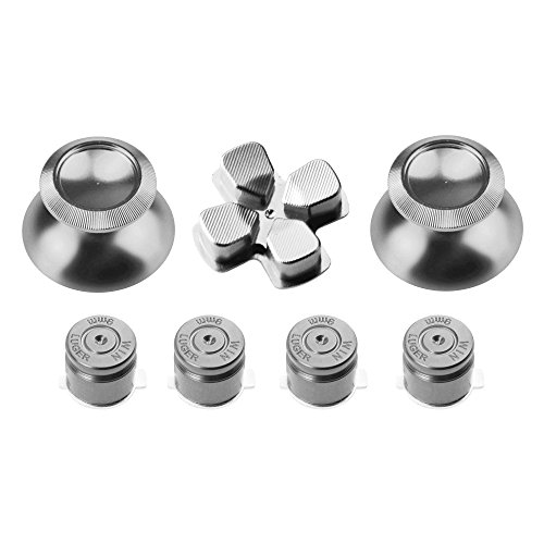 Product Cover Gam3Gear Controller Replacement Aluminum Alloy Buttons Kits for PS4 Thumbstick Chrome Silver