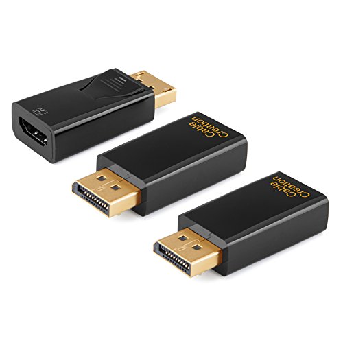 Product Cover DP to HDMI Adapter [3-Pack], CableCreation 4K 3D Gold Plated Displayport to HDMI Converter Male to Female 1.4V Black