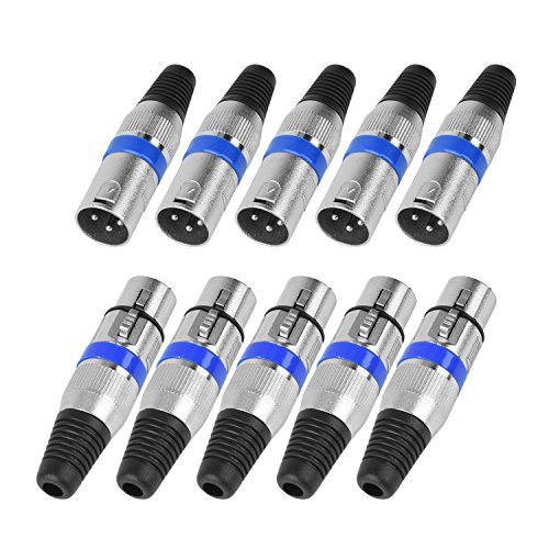 Product Cover MHtech 5 Pairs 3 Pin XLR Connectors Male and Female Microphone Mic Cable Plug Connector Audio Socket, 10 Pack