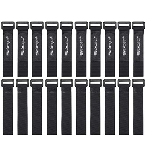 Product Cover 20 Pack 0.8 x 8 Inches Hook and Loop Reusable Fastening Cable Tie Down Straps by Wisdompro - Reusable, Durable Functional Ties to Keep Your Home, Office, Workspace from Tangled Messes of Cords