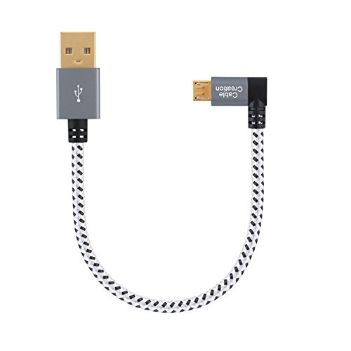 Product Cover CableCreation Short Left Angle USB 2.0 Cable, 90 Degree USB 2.0 A to Micro USB Cable, Compatible Chromecast, Samsung Galaxy Tab, Galaxy Note 4, Aluminium Case, 0.5FT Space Gray