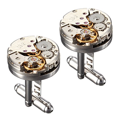Product Cover Cufflinks,Baban Deluxe Steampunk Mens Cufflinks Vintage Watch Movement Shape Cufflinks Gift for Men/Father's Day/Lover/Friends/Wedding/Anniversaries/Birthdays with A Elegant Box